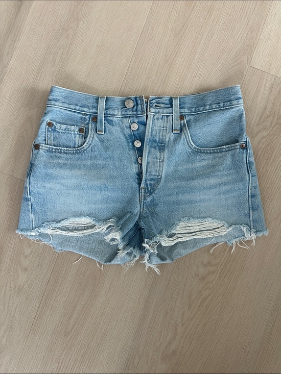 Levi's Pants - Levi's Light Blue High-Rise Distressed Denim Shorts